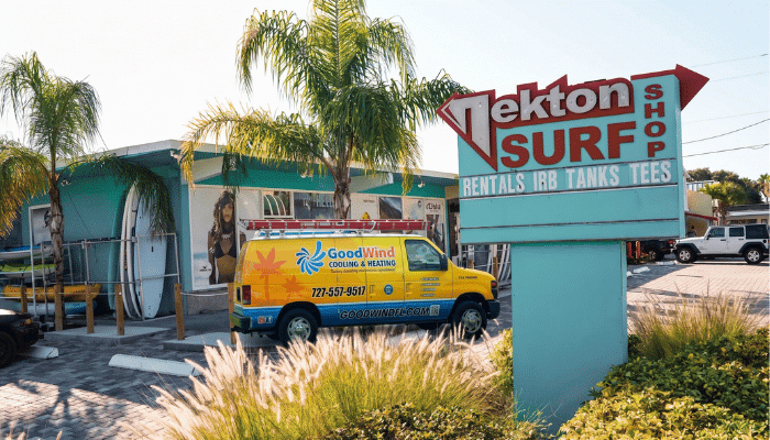 Goodwind Cooling And Heating Parked At Nekton Surf Shop In Indian Rocks Beach Fl