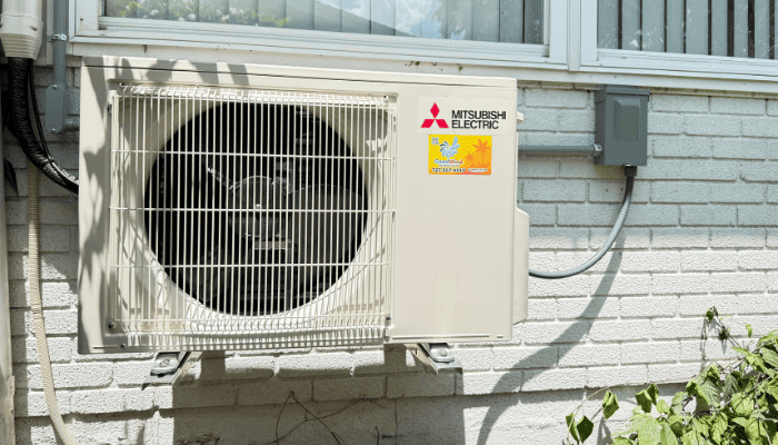 Mitsubishi Electric ductless mini split outdoor unit installed on a St. Petersburg home